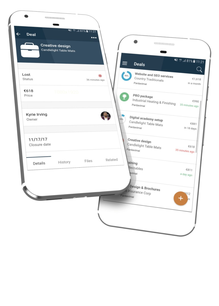 CRM mobile application interface built by Moonfu Apps